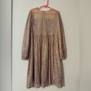 Sparkling Sequin Long Sleeve Girl’s Dress